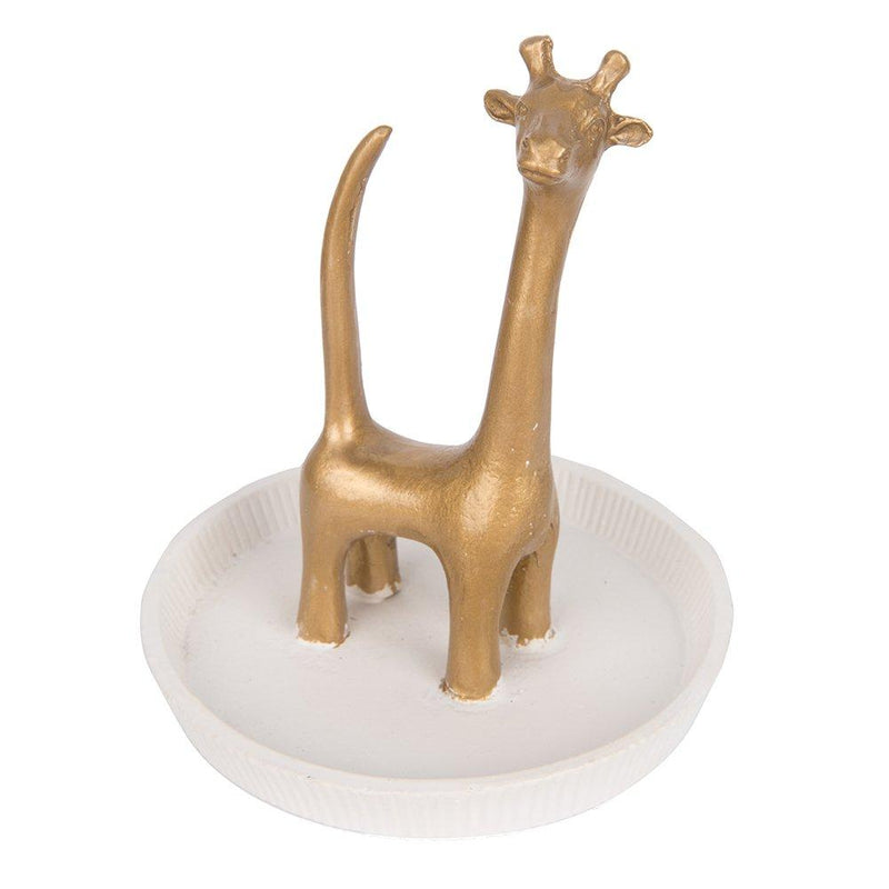[Australia] - NIKKY HOME Metal Giraffe Jewelry Stand and Dish for Ring Earring Bracelet Holder Organizer Gold and White 