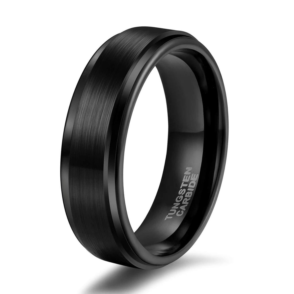 [Australia] - Shuremaster 6mm 8mm Tungsten Carbide Wedding Ring Band for Men Women Step Edge Black/Silver Engraved I Love You Comfort Fit 4-15 6mm Black Step Edge 