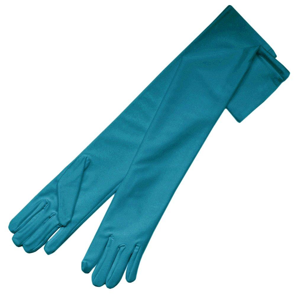 [Australia] - ZAZA BRIDAL 19.5" Long 4-Way Stretch Matte Satin Dress Gloves 12BL Teal 