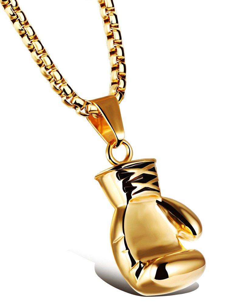 [Australia] - Hamoery Men Women Punk Stainless Steel Boxing Glove Chain Pendant Necklace Golden(Men) 