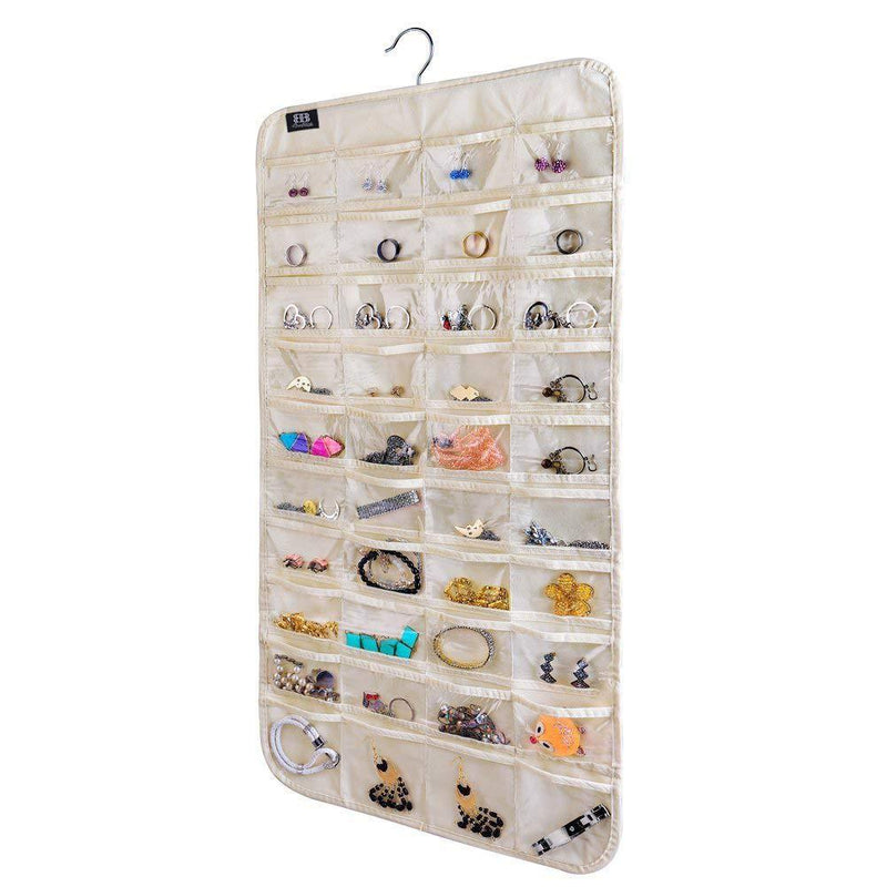 [Australia] - BB Brotrade HJO80 Hanging Jewelry Organizer,80 Pocket Organizer for Holding Jewelries(Beige) Beige 