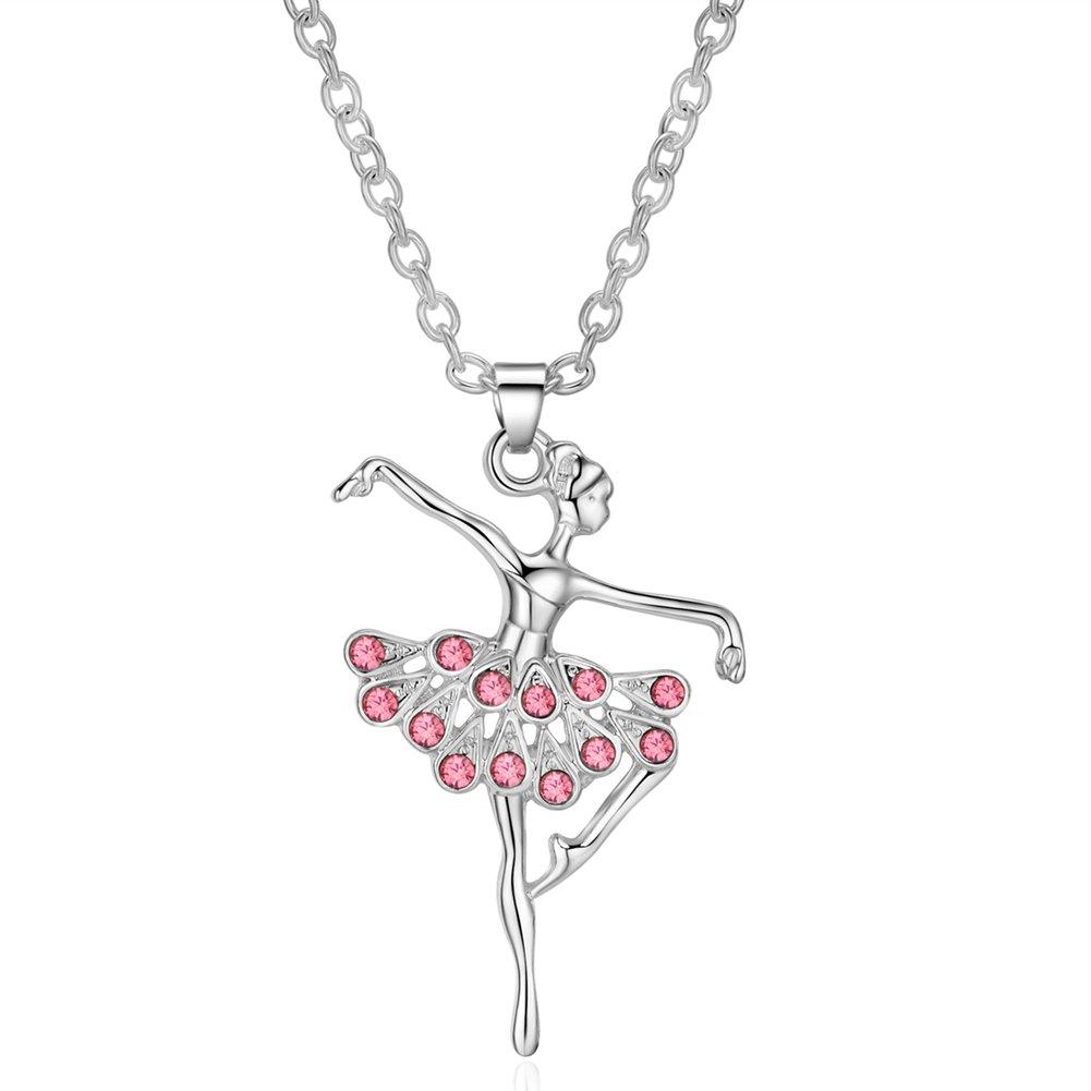 [Australia] - ELOI Little Girl Necklace Light Pink Ballet Recital Gifts Ballerina Dance Necklaces Girls Jewelry 16 inch 