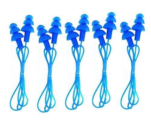 [Australia] - CTKcom 5 Pcs Silicone Gel Soft Earplug Corded String Ear Plugs for Swimming,Pack of 5,Blue 