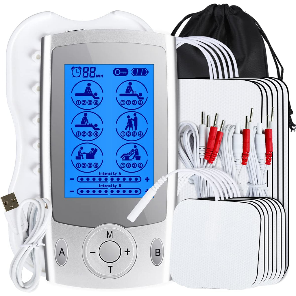 [Australia] - KEDSUM Dual Channel Rechargeable Tens Unit, 24 Modes Tens Unit Muscle Stimulator for Pain Relief Therapy, Electronic Pulse Massager Muscle Massager with 16 Pcs Electrode Pads 