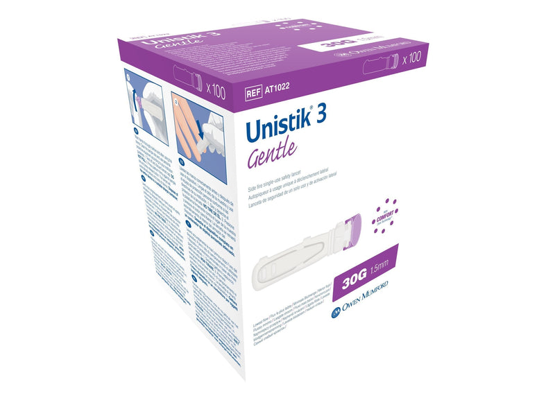 [Australia] - Owen Mumford Unistik 3 Gentle Single Use Safety Lancets, 100 Count 