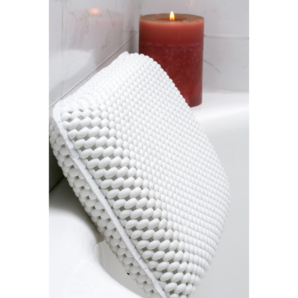 [Australia] - Bath Bliss, Suction Cup Placement, Anti-Microbial and Latex Free, Non Absorbent Waterproof Spa Foam Bath Pillow, White 
