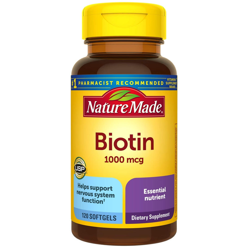 [Australia] - Nature Made Biotin 1000 mcg, Dietary Supplement Supports Healthy Hair & Skin, 120 Softgels, 120 Day Supply 120 Count (Pack of 1) 