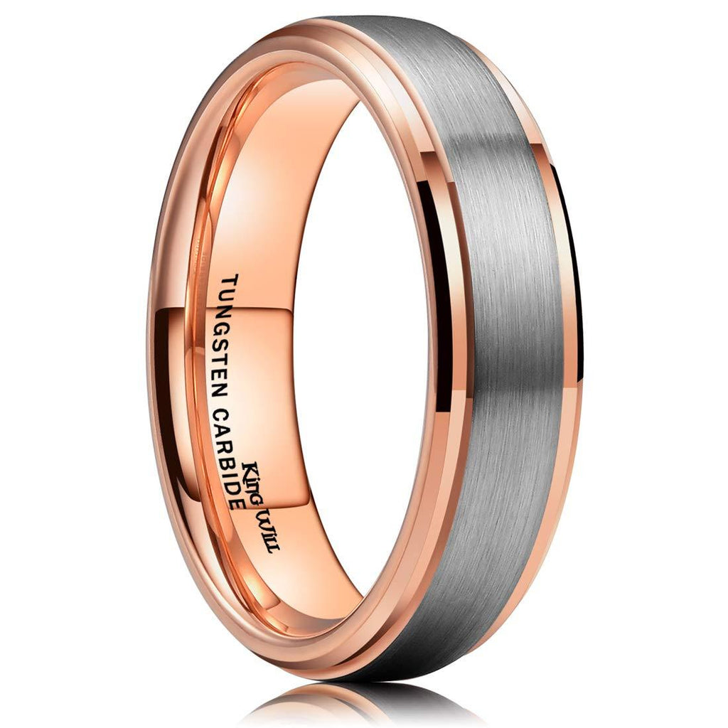 [Australia] - King Will Duo Unisex 5mm 6mm 7mm 8mm 18k Rose Gold Plated Tungsten Carbide Ring Two Tone Wedding Band 4 