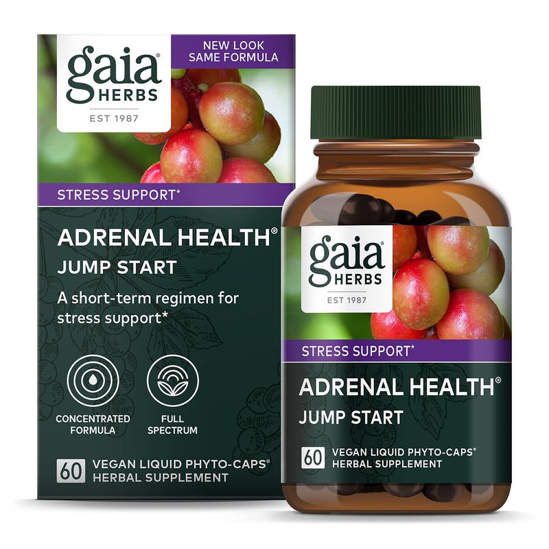 [Australia] - Gaia Herbs Adrenal Health Jump Start - Helps Sustain Healthy Energy and Stress Levels - with Cordyceps, Schisandra, Rhodiola, and Licorice - 60 Vegan Liquid Phyto-Capsules (30-Day Supply) 