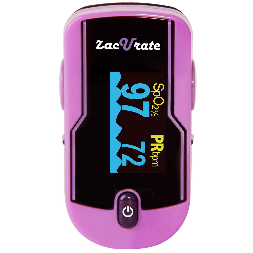 [Australia] - Zacurate 500E Premium Fingertip Pulse Oximeter Oximetry Blood Oxygen Saturation Monitor with Silicon Cover, Batteries and Lanyard (Mystic Purple) 