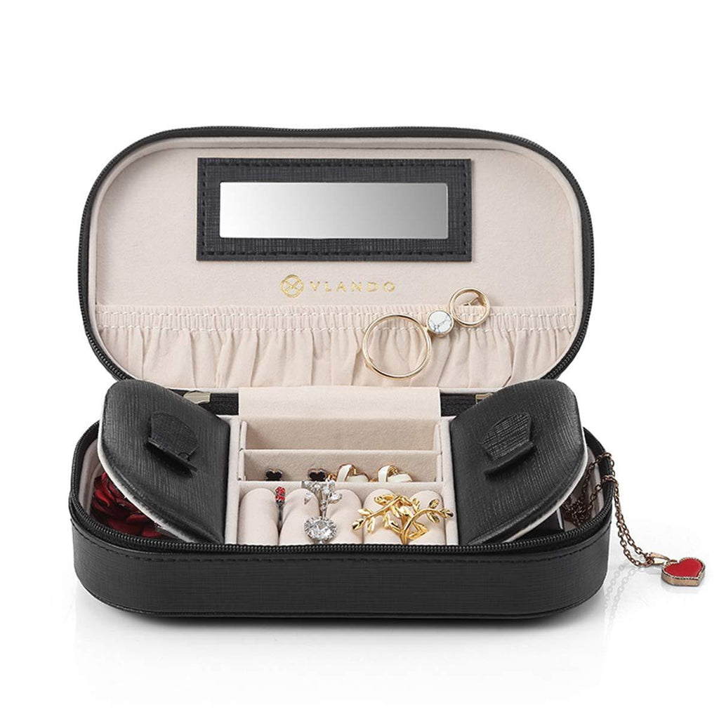 [Australia] - Vlando Gift Packing Travel Essentials Tassels Jewelry Box/Bag (Black) 3.black 