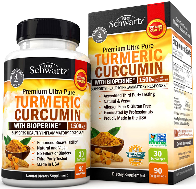 [Australia] - Turmeric Curcumin with BioPerine 1500mg - Natural Joint & Healthy Inflammatory Support with 95% Standardized Curcuminoids for Potency & Absorption - Non-GMO, Gluten Free Capsules with Black Pepper. 90 Count (Pack of 1) 