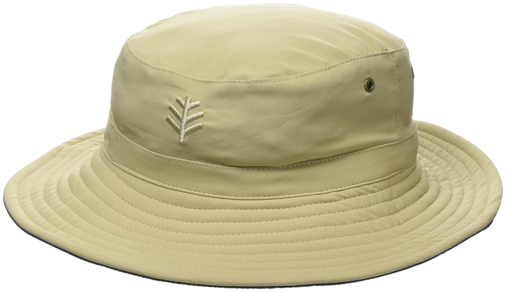 [Australia] - Coolibar UPF 50+ Men's Women's Landon Reversible Bucket Hat - Sun Protective Large-X-Large Tan/Navy 