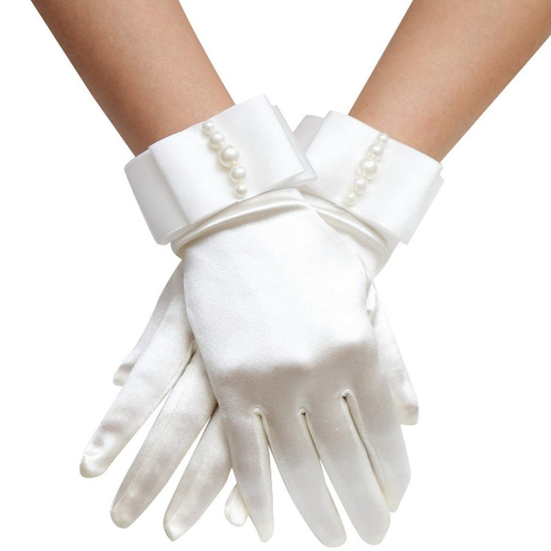 [Australia] - Aivtalk Buckingham Palace Wrist Length Stretch Gloves with Pearls 
