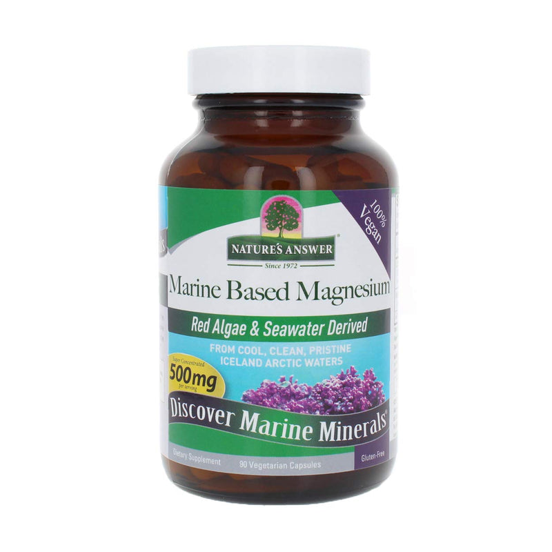 [Australia] - Nature's Answer Marine Based Magnesium, Super Concentrated 500mg | Plant Based | Red Algae & Seawater Derived | Alcohol-Free & Gluten-Free | Vegetarian Capsules 90ct 90 Count (Pack of 1) 