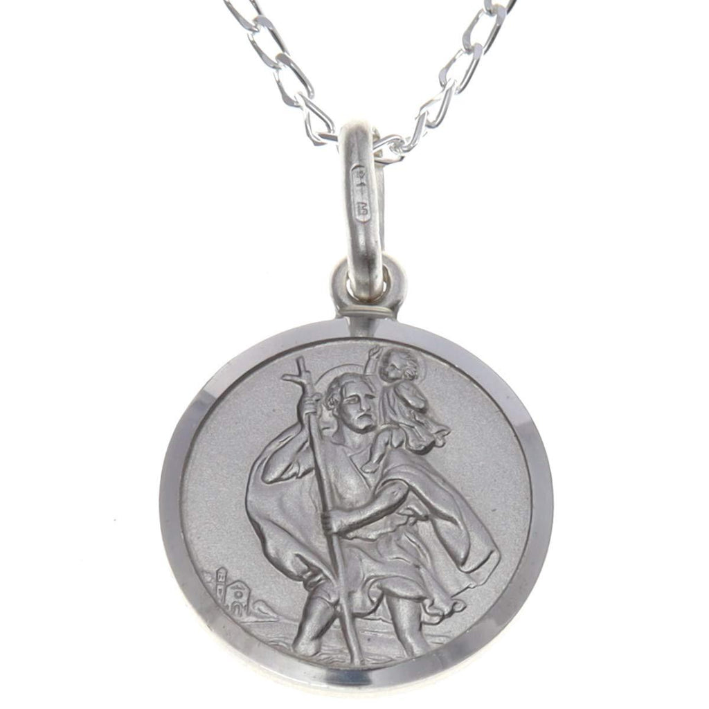 [Australia] - Sterling Silver St Christopher Pendant with 18" Silver Chain and Gift Box 