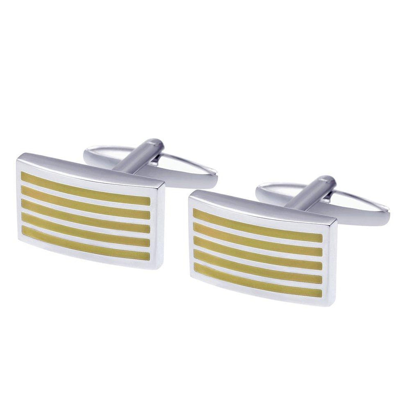 [Australia] - Salutto Men's Five Striped Cufflinks with Gift Box Yellow 