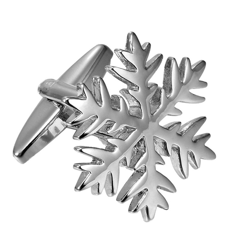 [Australia] - Urban Jewelry Unique Christmas Snow Snowflakes Stainless Steel Cufflinks for Men (Silver) 