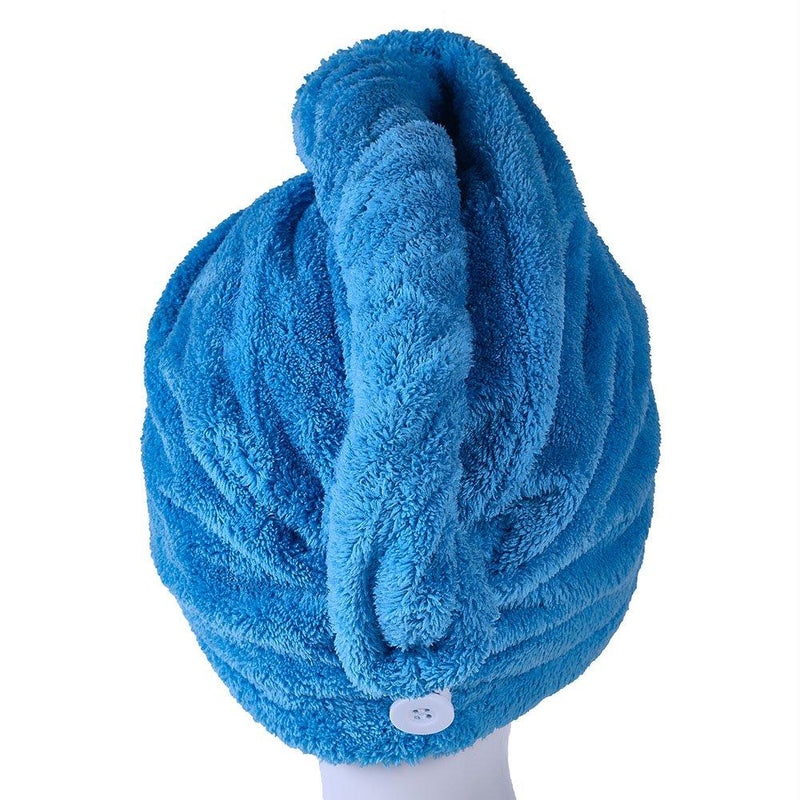 [Australia] - YYXR Microfiber Quick Drying Hair Towel Wrap - Super Absorbent Drastically Reduce Hair Drying Time Blue 