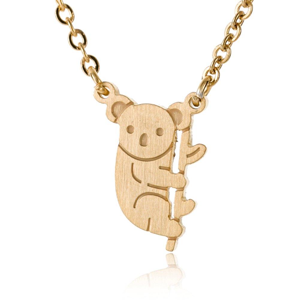 [Australia] - HUAN XUN Compass Best Friend Relationship Necklaces - Cut Out Disc Charm Necklaces Stainless Steel Jewelry 16" Koala Necklace - Gold 