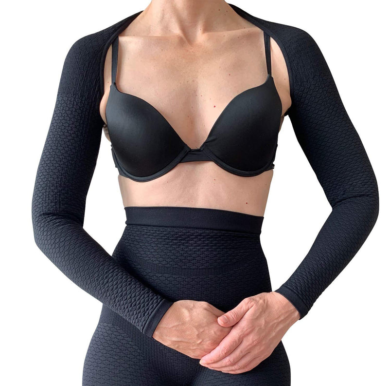 [Australia] - BIOFLECT® Compression Arm Sleeves Wrap with Bio Ceramic Fibers and Micro-Massage Knit - for Support and Comfort - Black L/XL Large/X-Large (Pack of 1) 