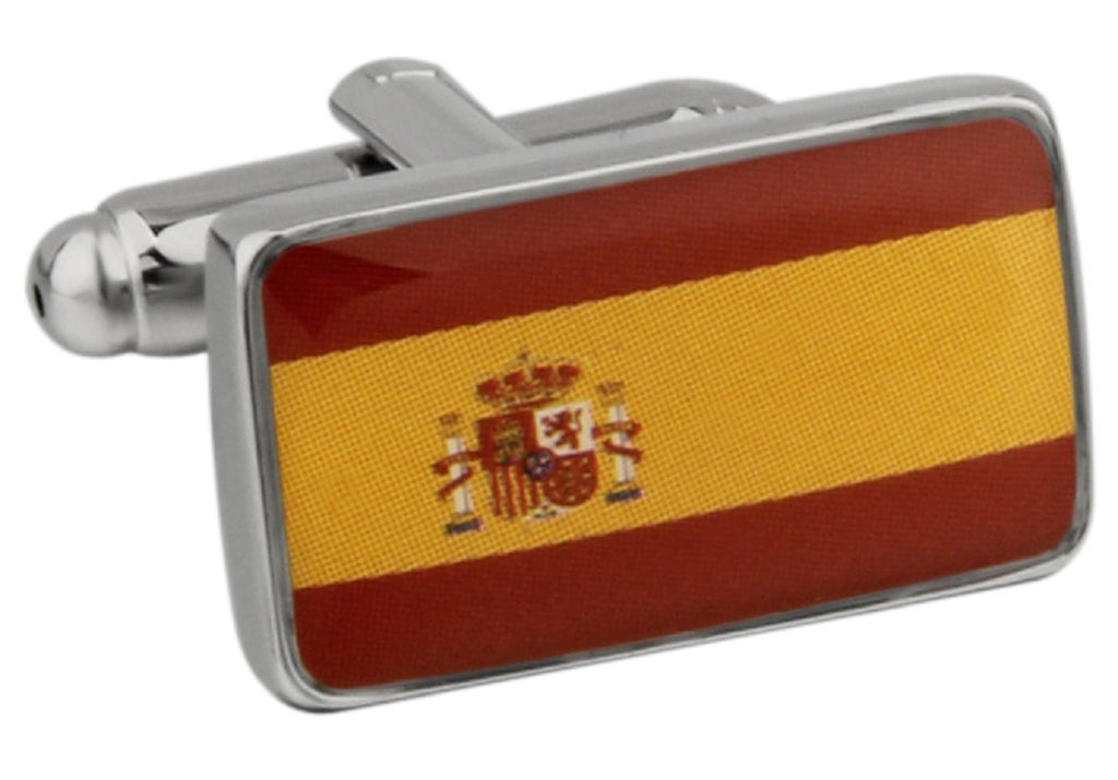 [Australia] - MRCUFF Flag Spain Pair Cufflinks in a Presentation Gift Box & Polishing Cloth 