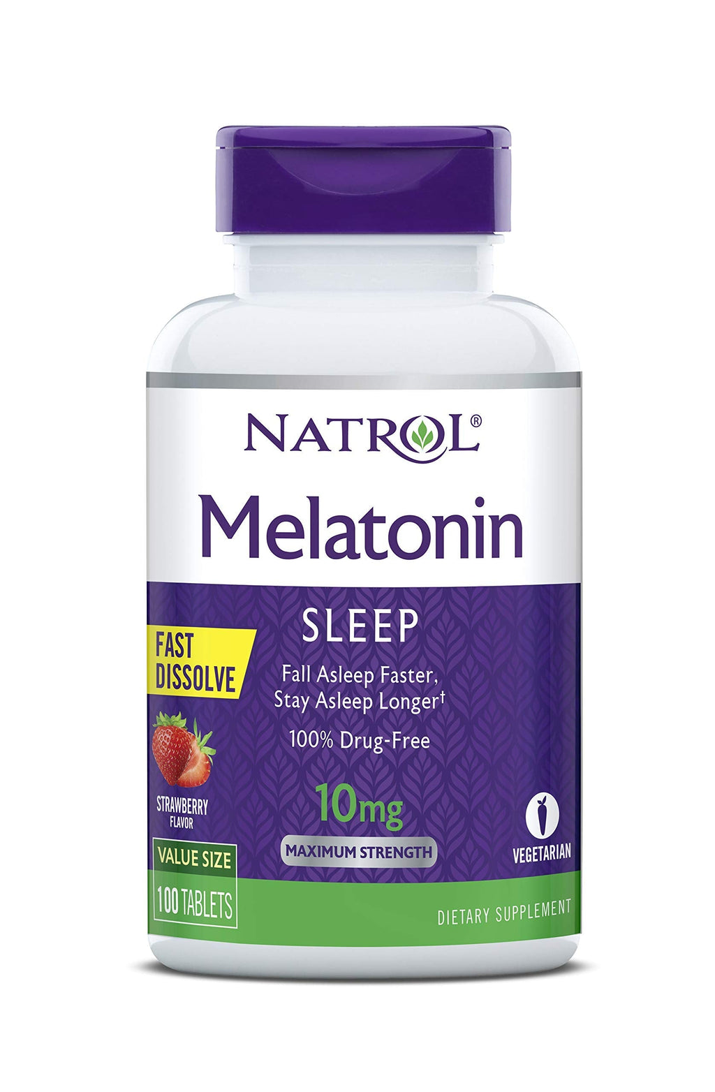 [Australia] - Natrol Melatonin Fast Dissolve Tablets, Helps You Fall Asleep Faster, Stay Asleep Longer, Easy to Take, Dissolve in Mouth, Strengthen Immune System, Maximum Strength, Strawberry Flavor, 10mg, 100Count 100 