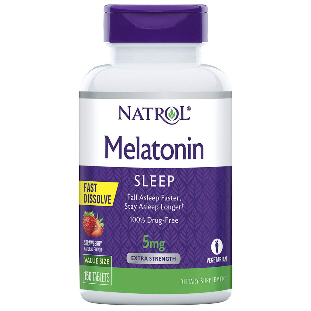 [Australia] - Natrol Melatonin Fast Dissolve Tablets, Helps You Fall Asleep Faster, Stay Asleep Longer, Easy to Take, Dissolves in Mouth, Strengthen Immune System, Strawberry Flavor, 5mg, 150 Count 150 Count (Pack of 1) 