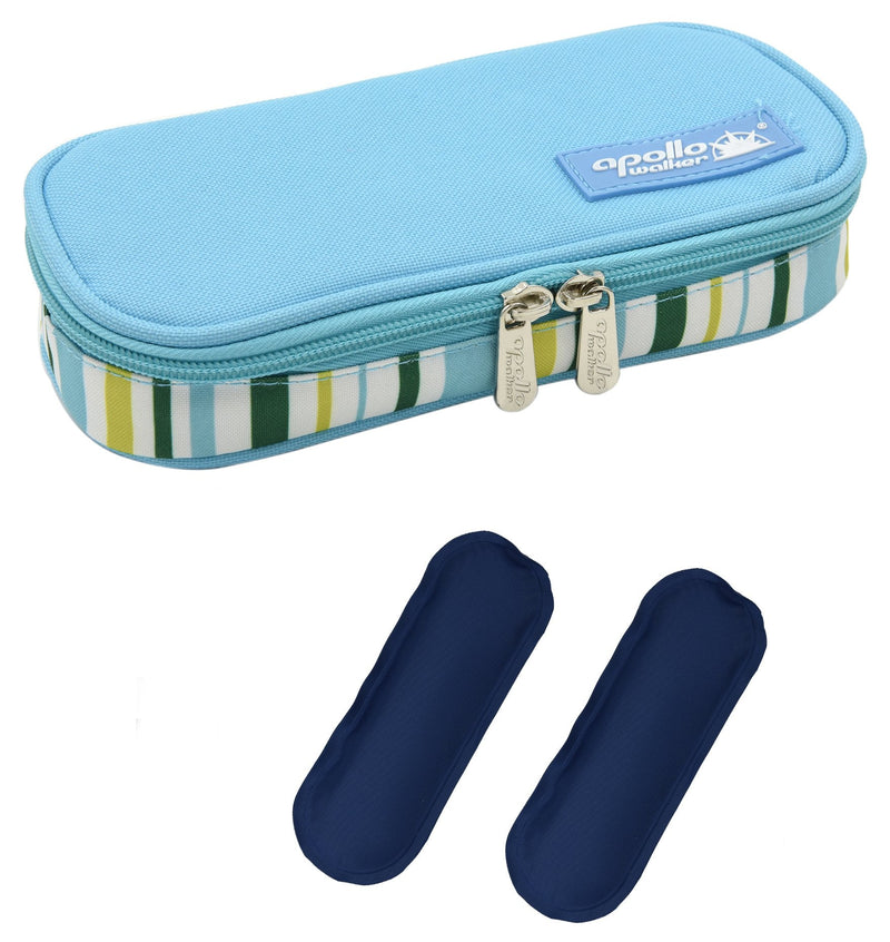 [Australia] - Goldwheat Insulin Cooler Travel Case Diabetic Medication Organizer Medical Cooler Bag with 2 Ice Pack Waterproof and Insulation Liner, Light Blue 