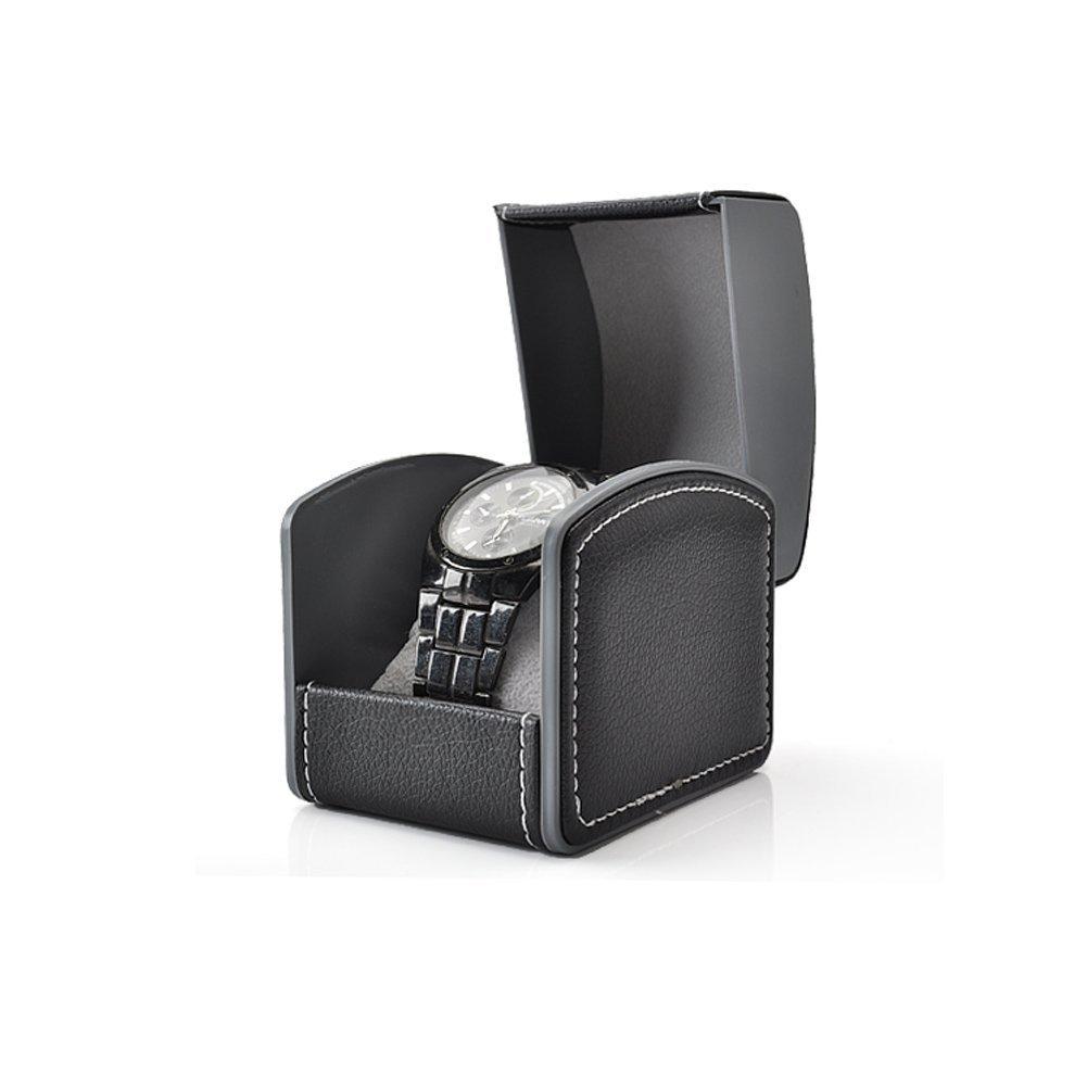 [Australia] - HUNGER PU Leather Single Bracelet Bangle Jewelry Watch Gift Box (Black) 