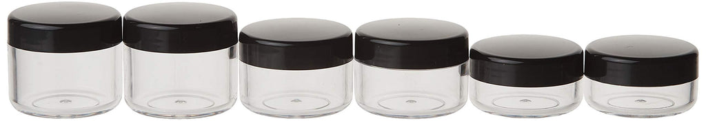[Australia] - yueton 6Pcs Empty Clear Boday Black Top Lid Plastic Sample Containers 10/15/20Gram Size Cosmetic Containers Pot Jars Eyshadow Container Lot 