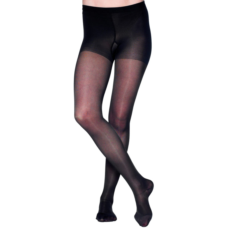 [Australia] - Made in USA - Sheer Compression Pantyhose 20-30mmHg for Women Circulation Medium Black 