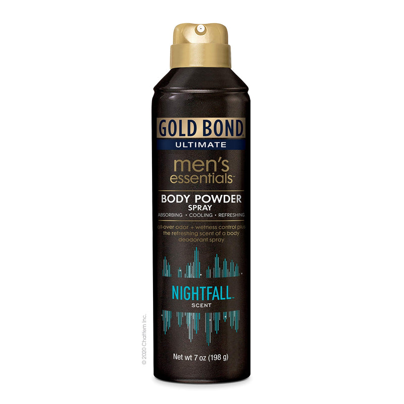 [Australia] - Gold Bond Ultimate Men's Essentials Body Powder Spray 7 oz. Nightfall Scent Odor + Wetness Protection Talc 