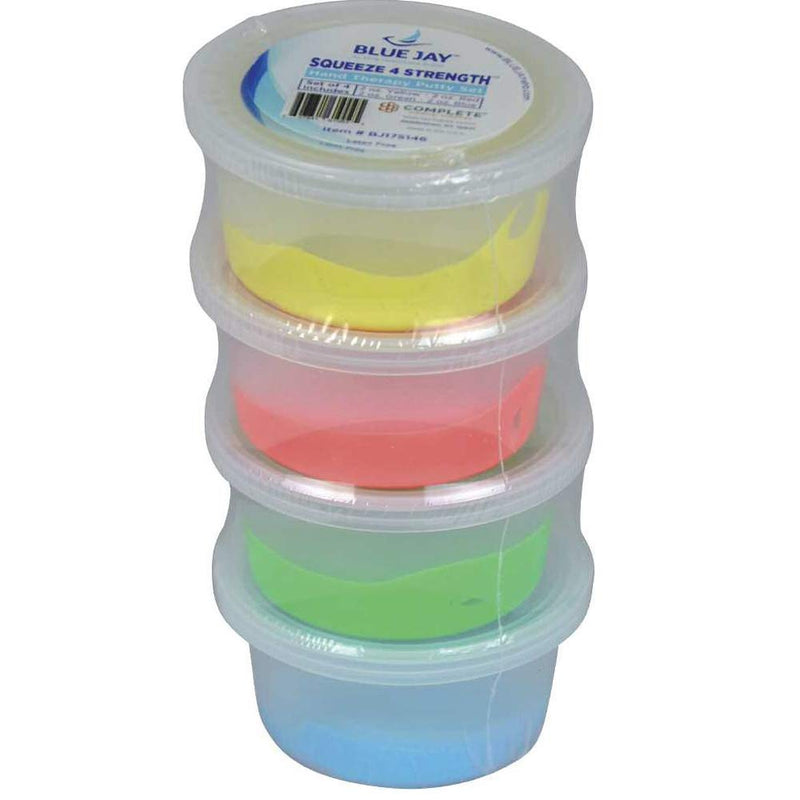 [Australia] - Blue Jay An Elite Healthcare Brand Squeeze 4 Strength Hand Therapy Putty | Hand & fingers Strengthening Exercise Putty Convenience Set | 2oz| 4 Piece 