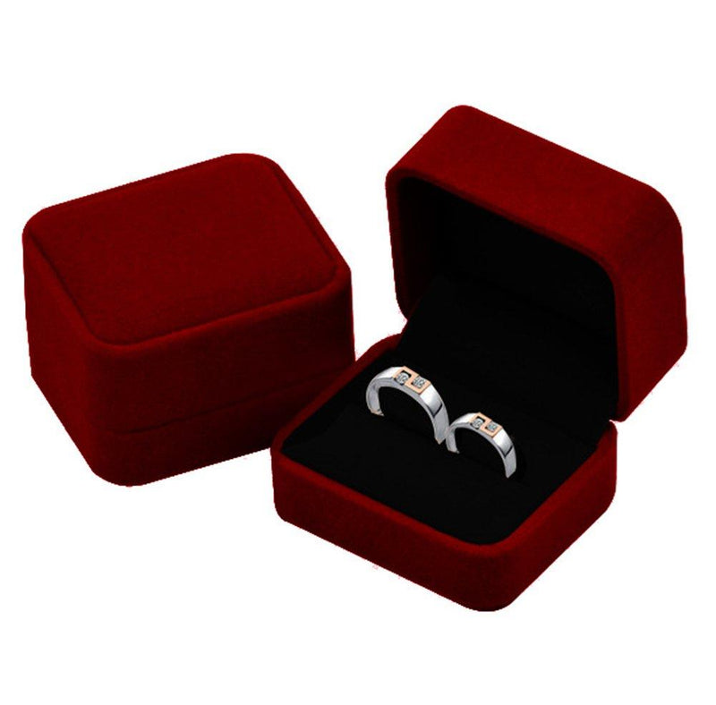 [Australia] - KINGWEDDING Flocked Earring Gift Boxes Jewelry Box,Rings Boxes (Red) Red 