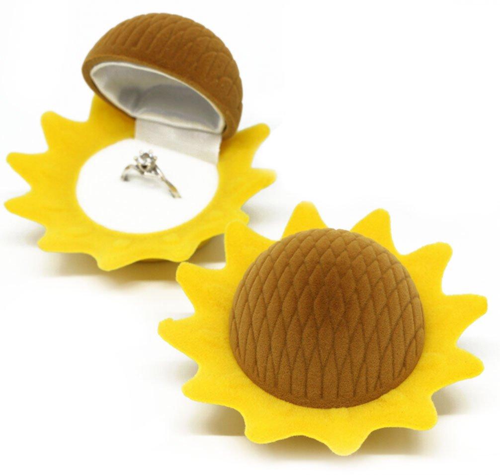 [Australia] - KINGWEDDING Sunflower Shaped Velvet Rings Gifts Box Jewelry Display Case 