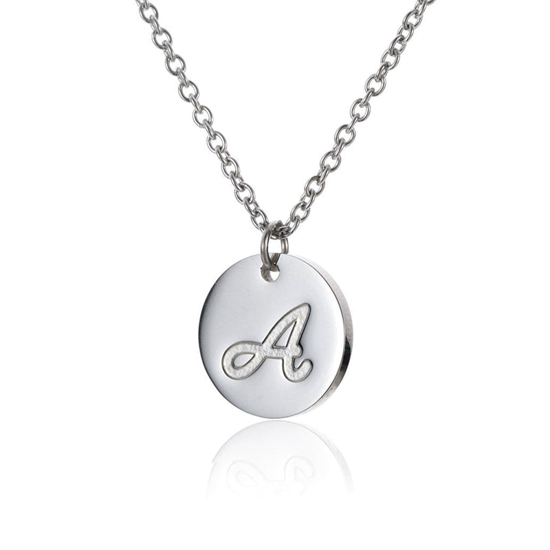 [Australia] - HUAN XUN Initial Necklace Best Friend Necklaces for Girls Stainless Steel, 18" A - Silver 