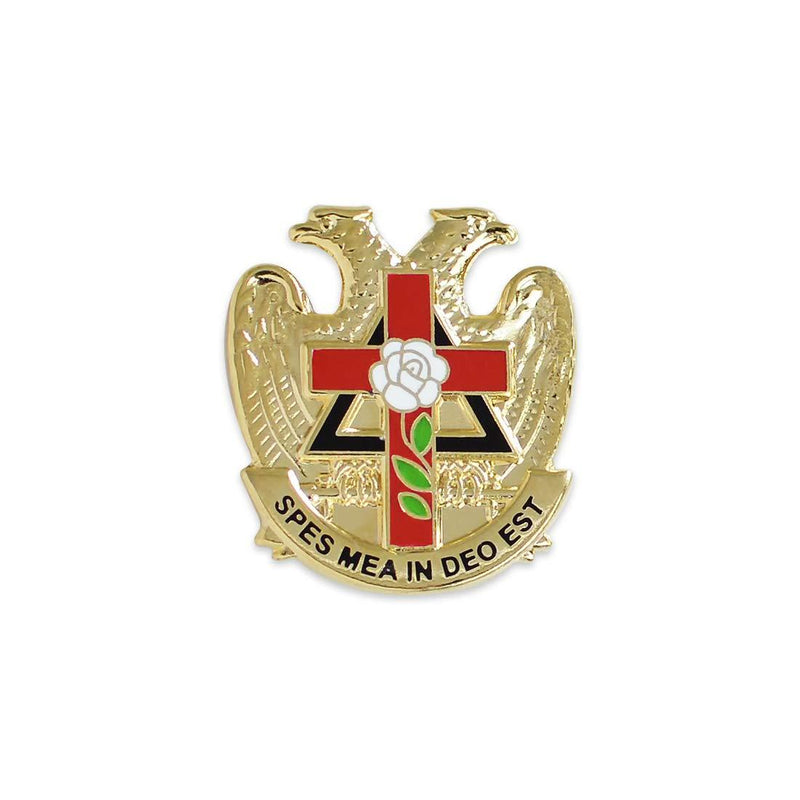 [Australia] - 32nd Degree Rose Croix Cross Masonic Lapel Pin - [Gold & Red][7/8'' Tall] 