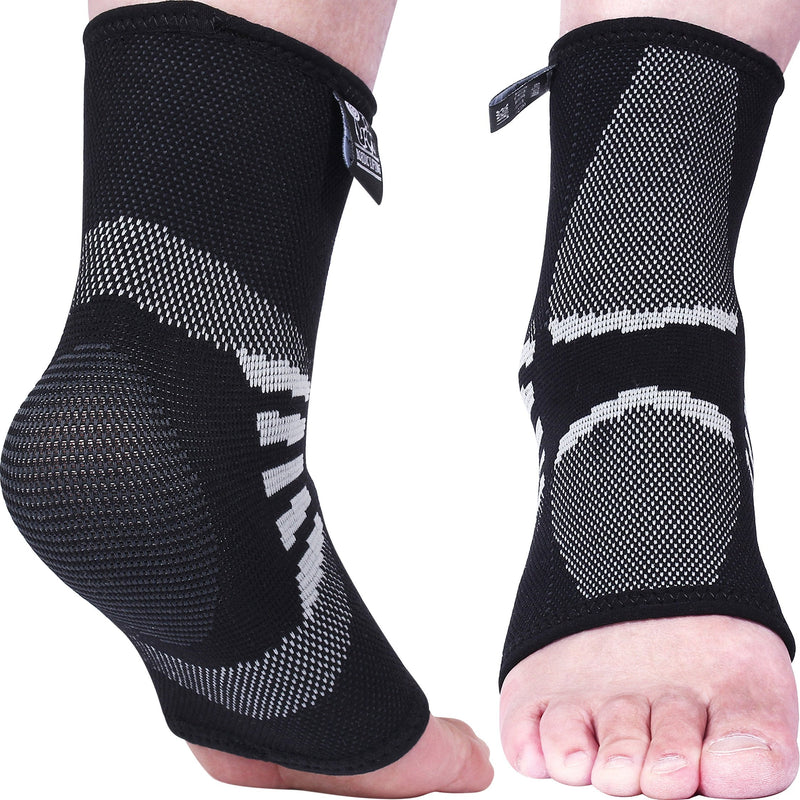[Australia] - Nordic Lifting Ankle Compression Sleeves (1 Pair) - Support for Injury Recovery & Prevention - (Grey, X-Large) 