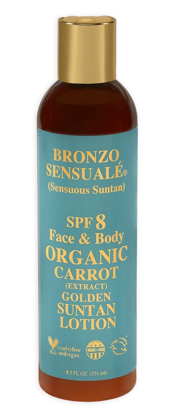 [Australia] - Bronzo Sensuale SPF 8 Sunscreen Deep Golden Tanning Organic Carrot Lotion 8.5 Ounce 