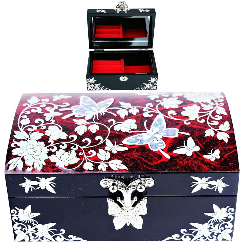 [Australia] - Small Jewelry Boxes Organizer Box Gift Box Mother Of Pearl Korea HJL1001 Red 