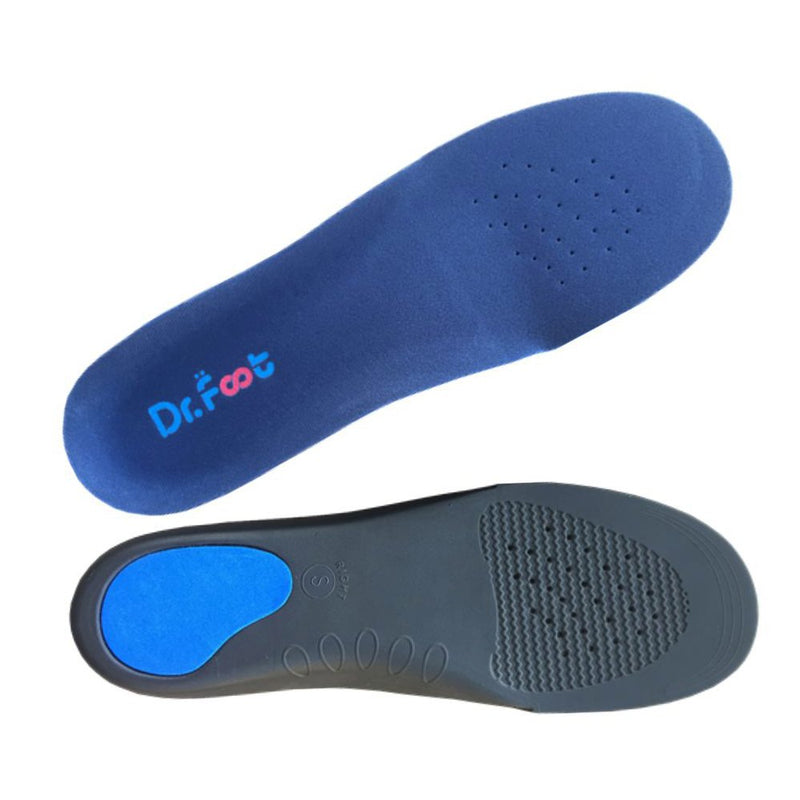 [Australia] - Dr.Foot Full Orthotics Shoe Insoles - Arch Support Inserts Correct Flat Feet, Over-Pronation, Fallen Arch (S - W6.5-8 | M5.5-7) S - Women's 6.5-8 | Men's 5.5-7 Blue&black 