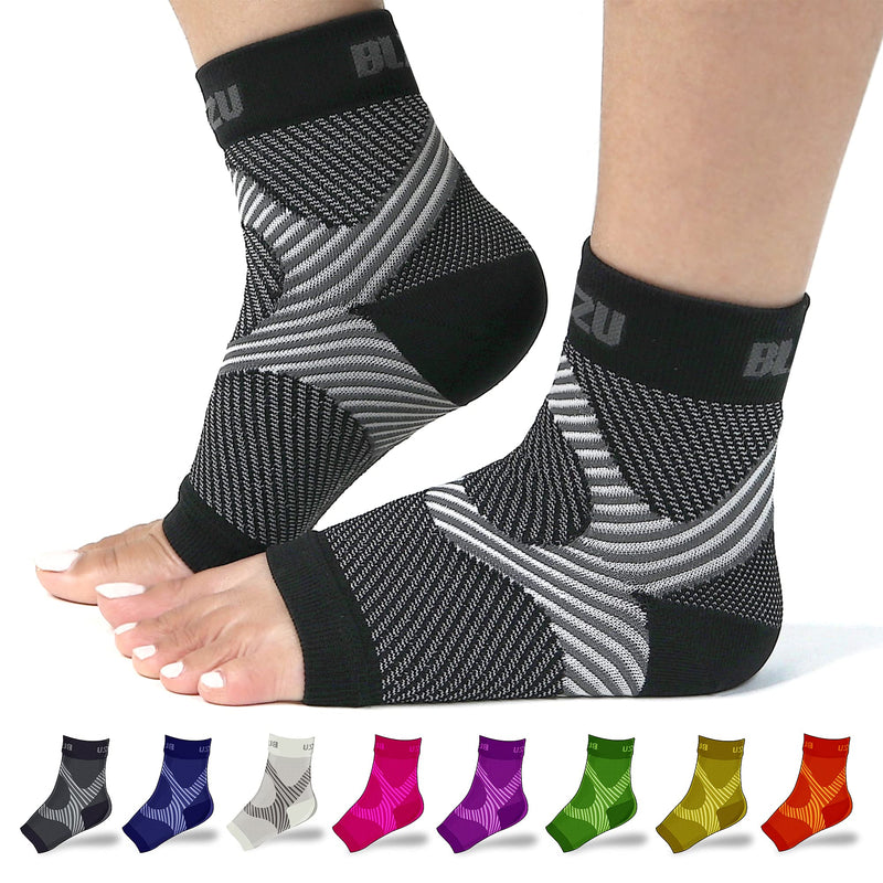 [Australia] - Ankle Brace Foot Compression Sleeve Open Toe Compression Socks Women Planter Fasciated Brace Compression Sock Night Splint For Plantar Fasciitis Women Achilles Tendonitis Brace For Women Black L-XL Large/X-Large (1 Pair) 