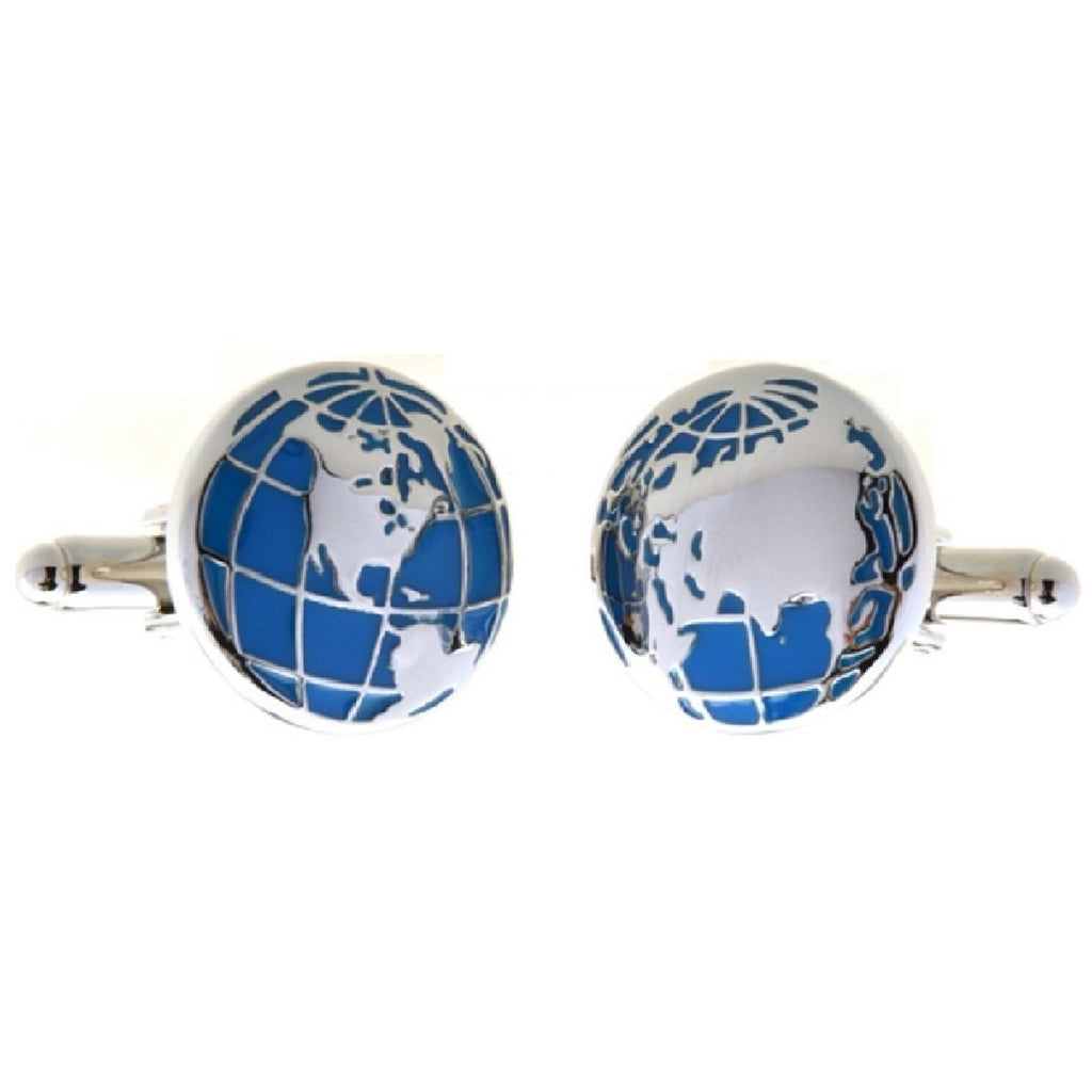 [Australia] - MRCUFF Globe Earth Map Pair Cufflinks in a Presentation Gift Box & Polishing Cloth 