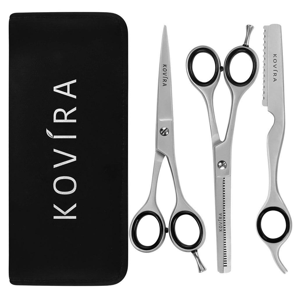 [Australia] - Kovira 3pc Professional Hair Cutting Scissor Set - 6.5 Inch/16.5cm Overall Length - Razor Sharp Hairdressing Scissors, Texturising Thinning Shears and Thinning Razor - Japanese Stainless Steel Barber 