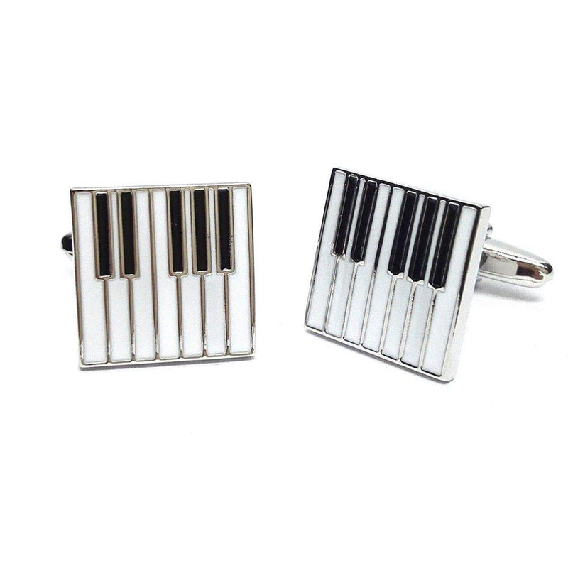 [Australia] - Piano Keys Cufflinks Gift Music Fan Cuff Links (White Silver) 