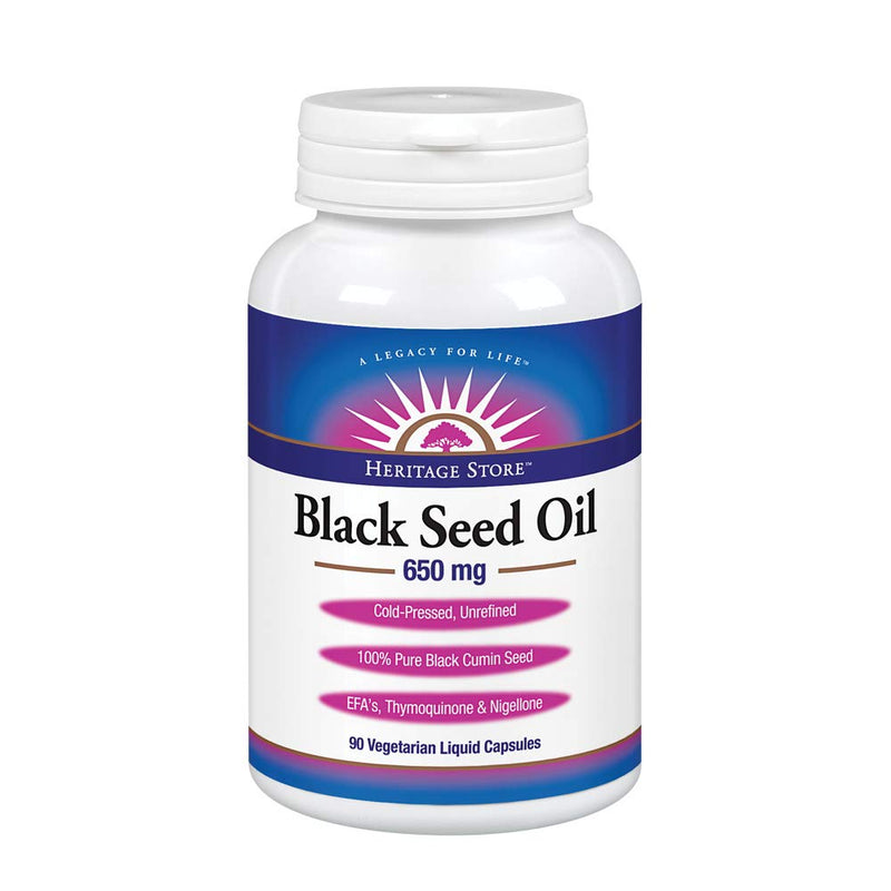 [Australia] - Heritage Store Black Seed Oil 650 Mg, 90 Count | 60 Day Money Back Guarantee 