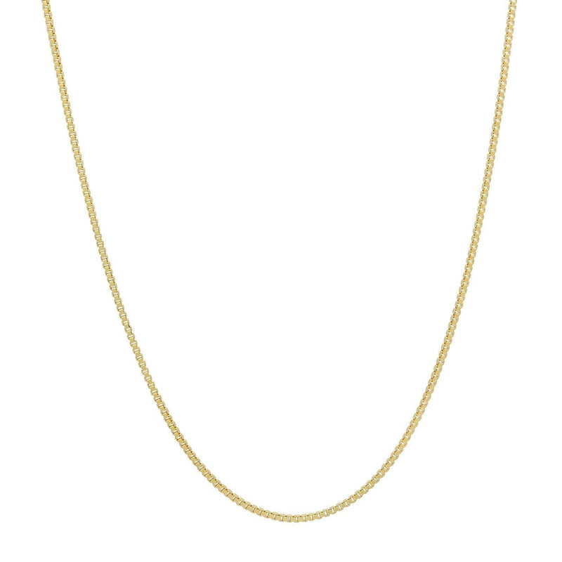 [Australia] - 0.9mm Polished 0.16 mils (4 microns) 14k Yellow Gold Plated Silver Square Box Chain Necklace, 16'-20 20.0 Inches 