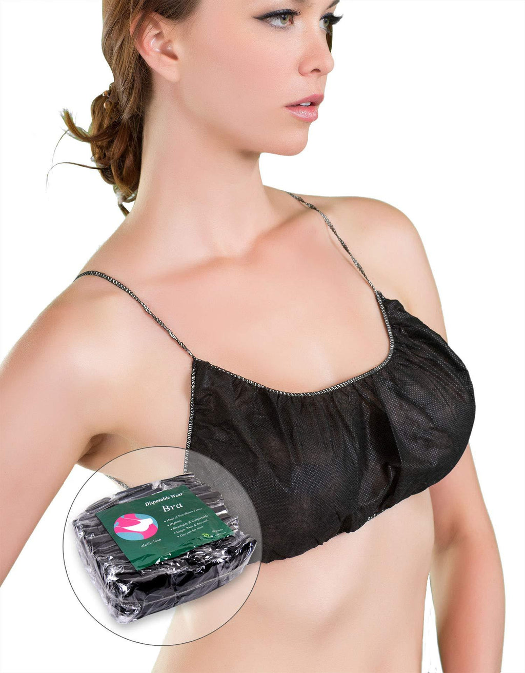 [Australia] - Appearus 50 Ct. Disposable Bras - Women's Disposable Spa Top Underwear Brassieres for Spray Tanning, Individually Pack (Black/DB101BLK) 