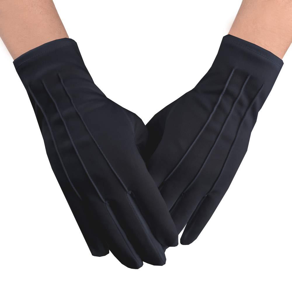[Australia] - JISEN Men Police Formal Tuxedo Honor Guard Parade Nylon Cotton Gloves 26cm Black 